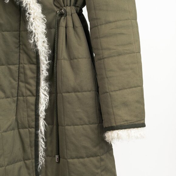 Altuzarra PF/15 Green Cotton Quilted Lamb-Fur Coat - Picture 6 of 11